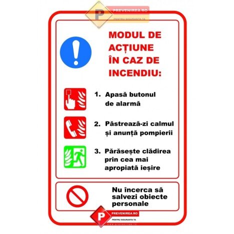 Indicatoare pentru prevenirea in caz de incendiu